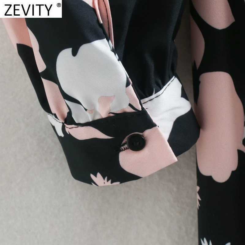 Zevity Women Vintage O Neck Flower Print Bow Tied Sashes Casual Slim Midi Dress Office Lady Long Sleeve Chic Vestido DS4810 210603