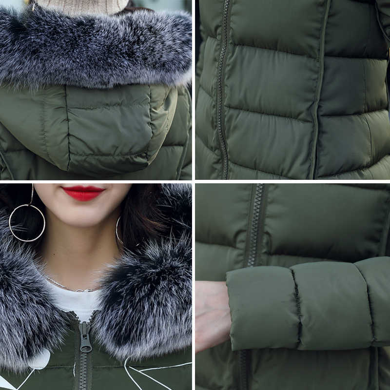 winter women hooded coat fur collar thicken warm long jacket female outerwear parka ladies chaqueta feminino 210923