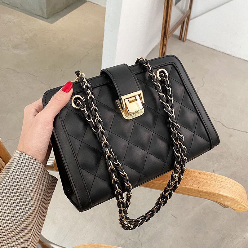 Sacs à bandoulière Chaîne de lingue Cuir PU pour Femmes 2021 Fashion Mesdames Sacs à main Bandbody Sac de marque designeur Shopper Femme