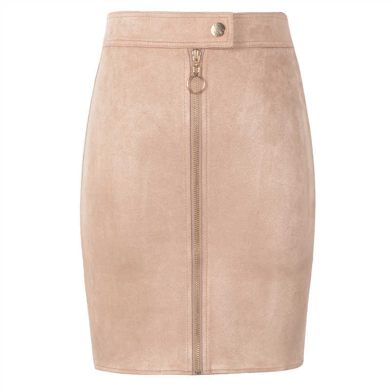 Neophil Women Suede Mini Pencil Skirts Female Vintage Style Summer Front Zipper Button Ladies Short Tutu Saia S1911 210621