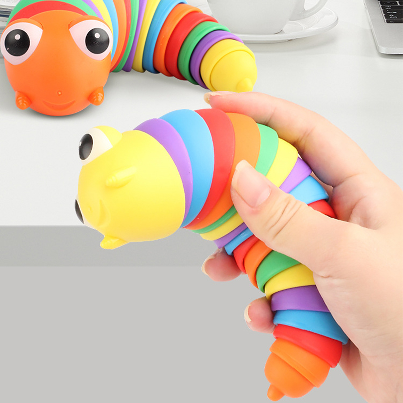 NEW 2022 Fidget Toy Slug Articulated Flexible 3D Slug Joints Curled Relieve Stress Anti-Anxiety Sensory Toys For Children Aldult
