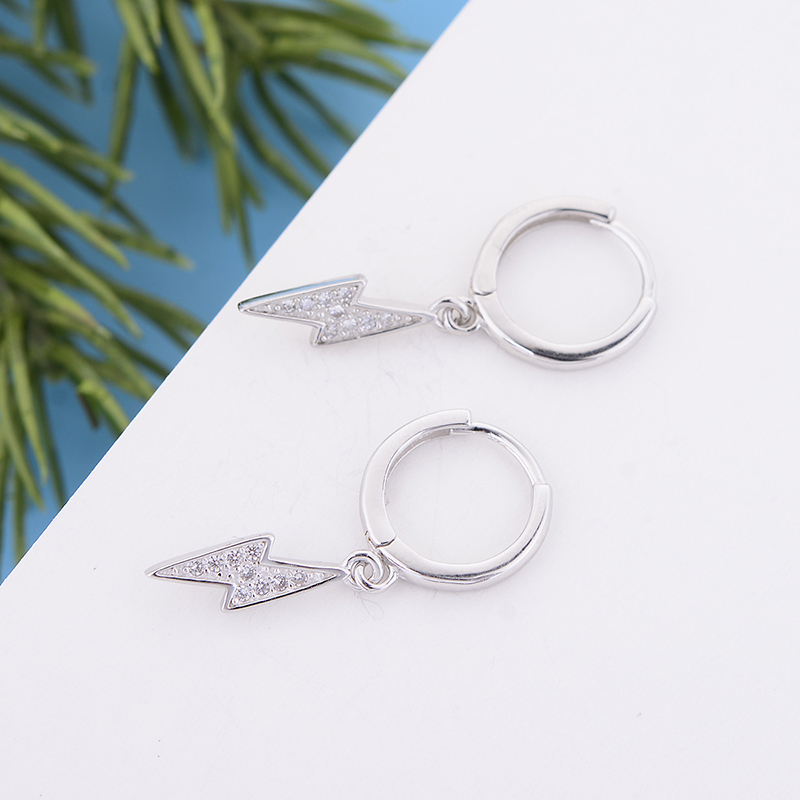 Hot Sale Women Authentic Fashion 925 Sterling Silver Lightning Stud Earrings Girls Silver Gold Hoop Earrings Fine Jewelry Gift Moda Bijoux