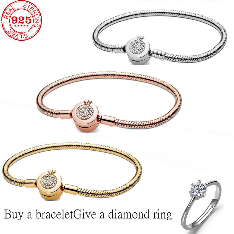 fit original 925 Sterling Silver Mesh bracelet Round Shape Chain charm fo 220218