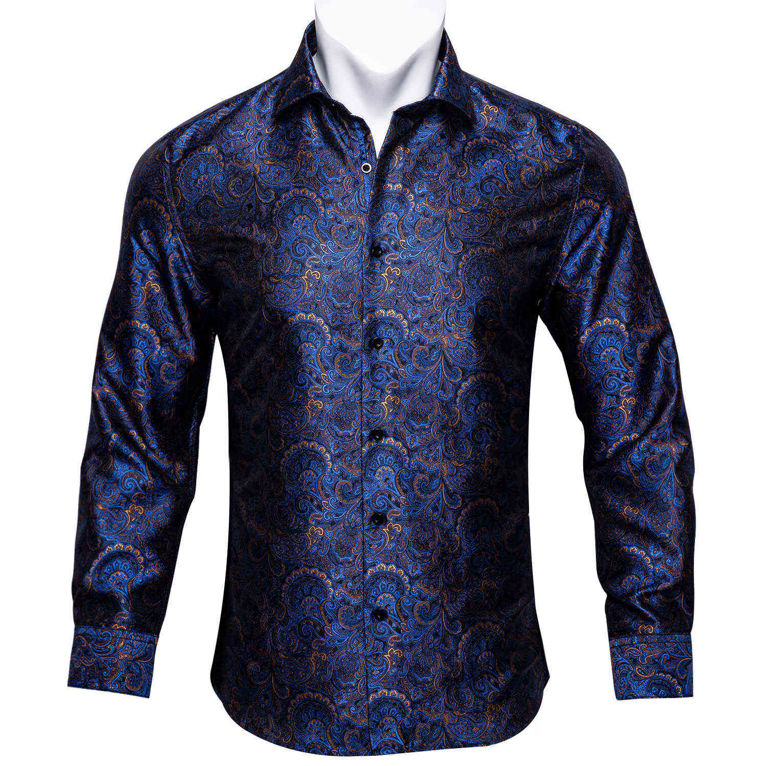 Barry.Wang Blue Gold Paisley Bright Silk Shirts Men Long Sleeve Casual Flower Shirts For Men Designer Fit Dress Shirts BCY-07 210708, Cy-0103
Barry.Wang Blue Gold Paisley Bright Silk Shirts Men Long Sleeve Casual Flower Shirts For Men Designer Fit Dress Shirts BCY-07 210708, Cy-0103
