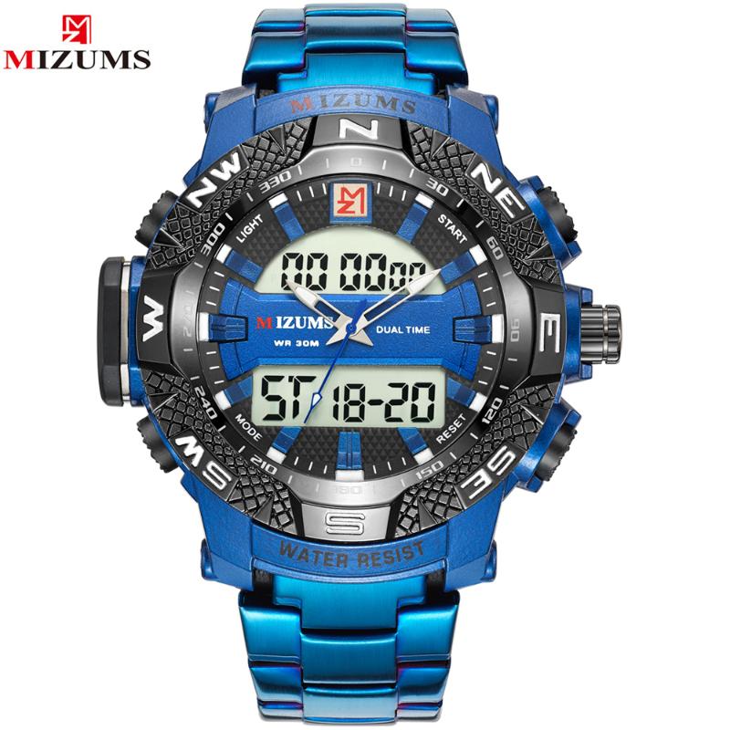 Wristwatches MIZUMS Men Sports Watches Men's Quartz LED Digital Clock Male Full Steel Wrist Watch Relogio Masculino, Silver blue
Wristwatches MIZUMS Men Sports Watches Men's Quartz LED Digital Clock Male Full Steel Wrist Watch Relogio Masculino, Silver blue