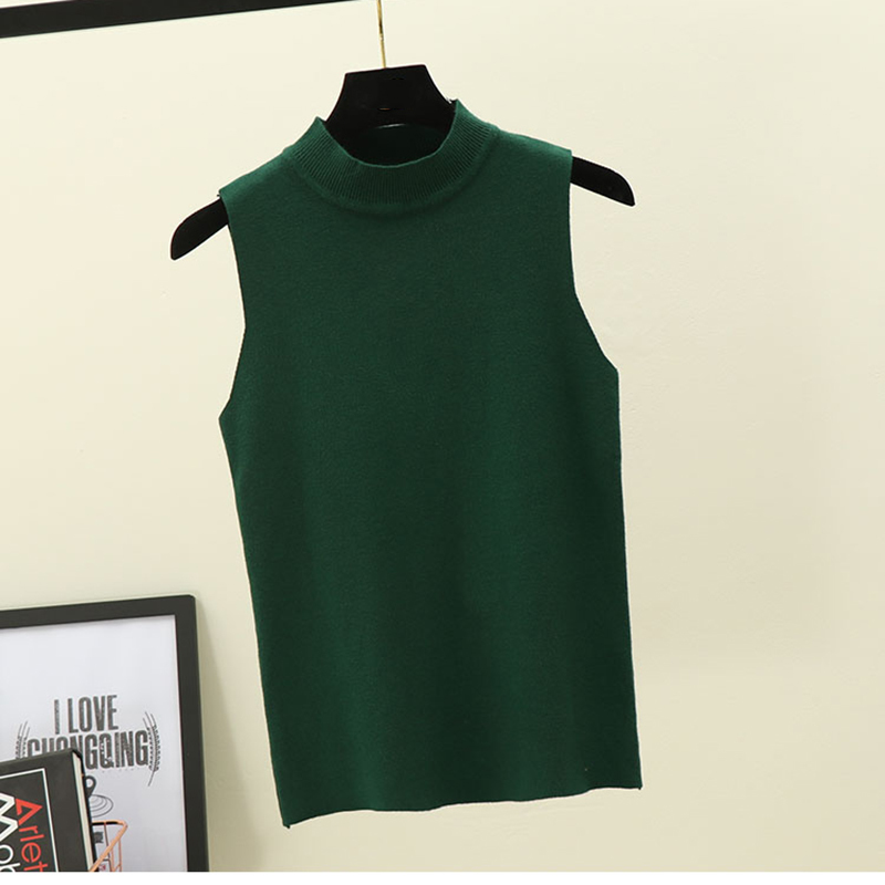 Spring Knitted Top Tees Women O-Neck Sleeveless Fitness Slim Tee Shirt Femme Ladies Knitting Pullover Tshirt Knitwear 210306