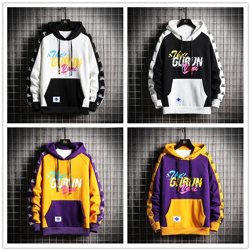 SingleRoad Mens Winter Hoodies Men Fleece Yellow Hoodie Men Sweatshirt Hip Hop Patchwork Harajuku Japanese Streetwear Women 201020