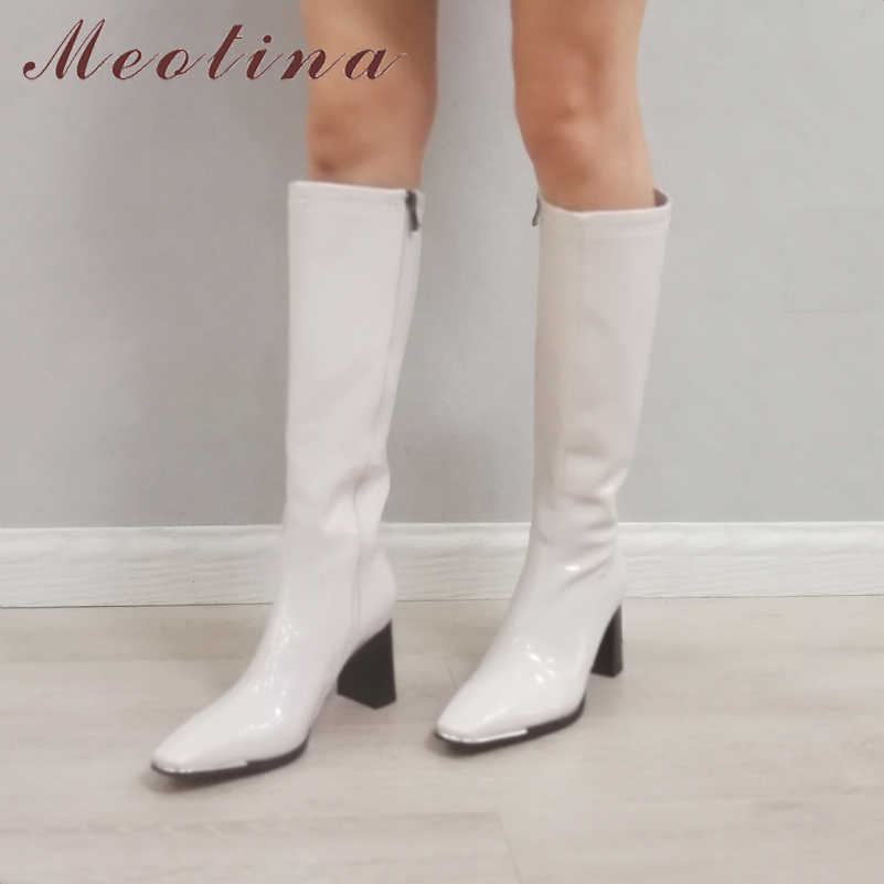 Meotina Women Long Boots Shoes High Heel Knee-High Boots Ladies Square Toe Block Heels Zip Fashion Boots Autumn Winter White 210608, Black synthetic li
Meotina Women Long Boots Shoes High Heel Knee-High Boots Ladies Square Toe Block Heels Zip Fashion Boots Autumn Winter White 210608, Black synthetic li