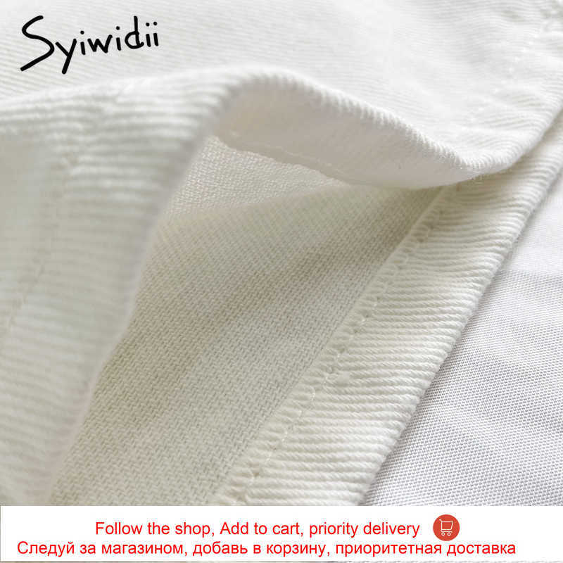 Syiwidii Womens High Waisted Denim Shorts Jean Summer Black Clothing White Fashion Solid 100% Cotton Zipper Fly Casual 210714