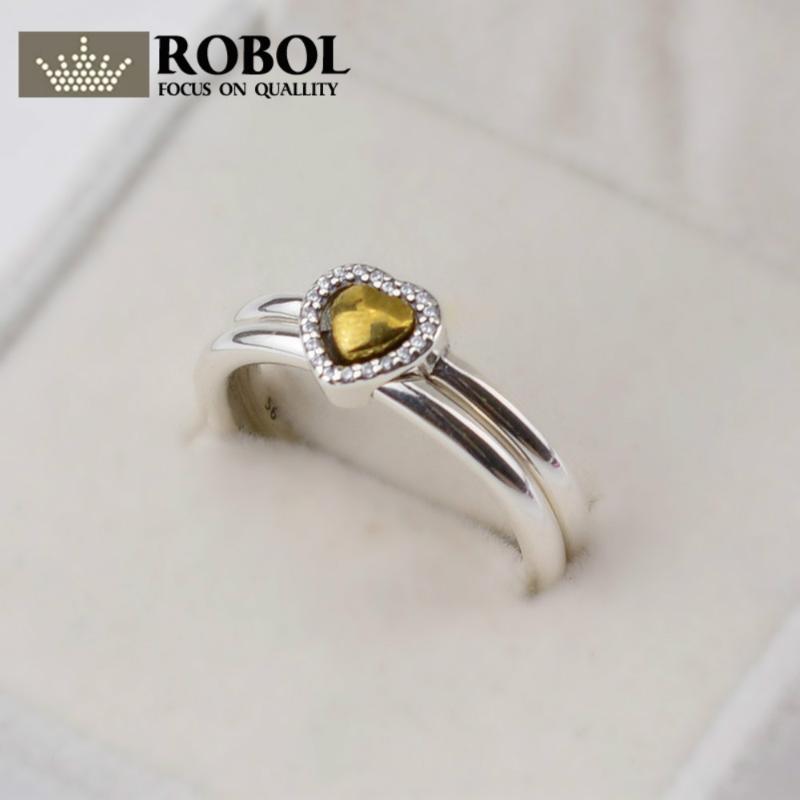 Cluster Rings ROBOL 100% 925 Sterling Silver Fashion Heart-shaped Ring Ladies Elegant Factory Outlets, Golden;silver
Cluster Rings ROBOL 100% 925 Sterling Silver Fashion Heart-shaped Ring Ladies Elegant Factory Outlets, Golden;silver