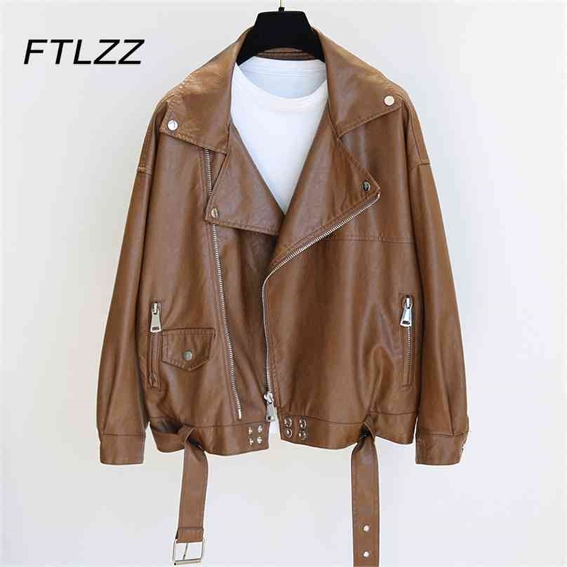 Womens Leather Coat Spring Autumn Streetwear Oversized Jacket Batwing Sleeve with Belt Brown Turn-down Collar Outwear 210525, Dark brown
Womens Leather Coat Spring Autumn Streetwear Oversized Jacket Batwing Sleeve with Belt Brown Turn-down Collar Outwear 210525, Dark brown