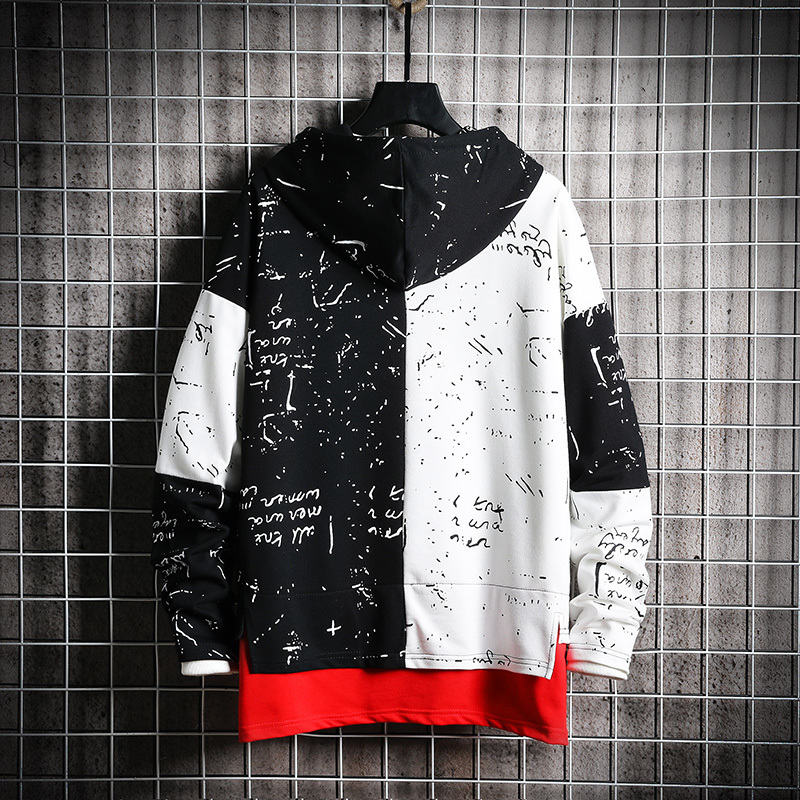SingleRoad Men's Hoodies Men Patchwork Sweatshirt Male Harajuku Japanese Streetwear Hip Hop Oversized Black Purple Hoodie Men 201020