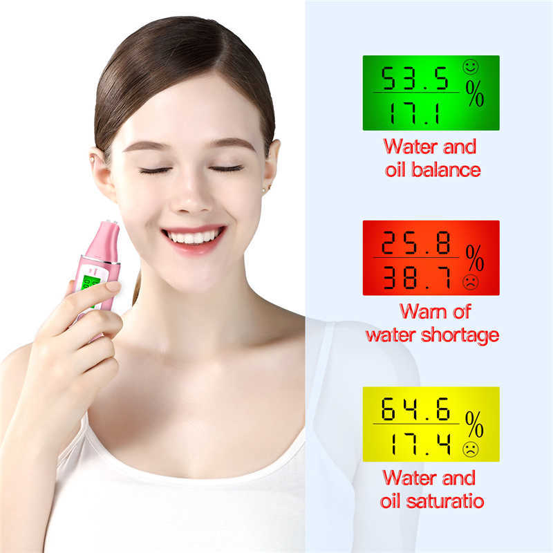 High Presicion LCD Display Body Skin Analyzer Moisture Oil Water Tester Meter Health Monitor Face Care 210806