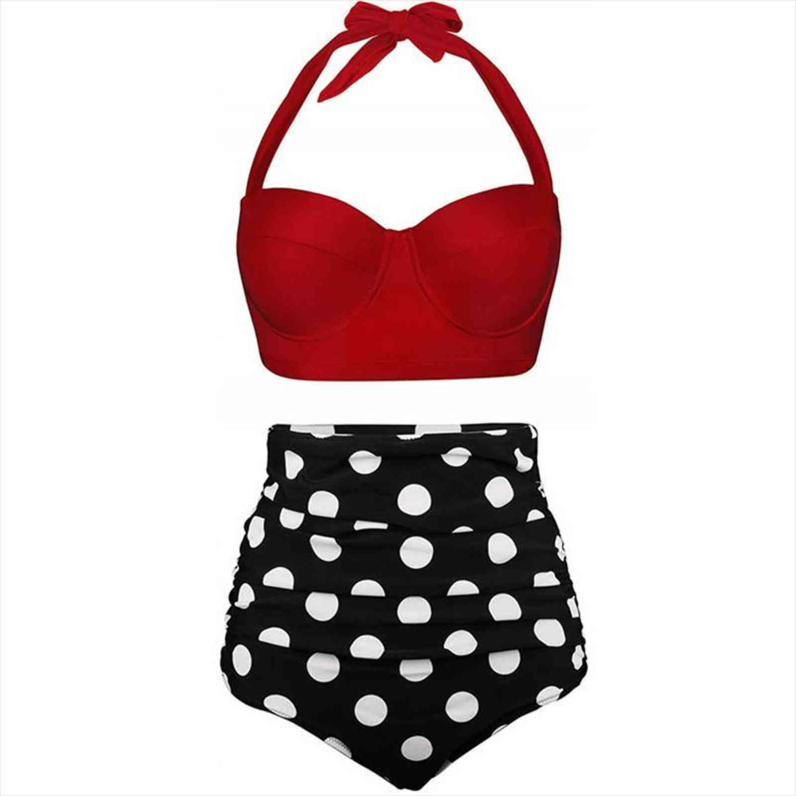 women vintage bandeau womens swimsuits push up polka dot plus size bathing suits high waisted bikini, White;black
women vintage bandeau womens swimsuits push up polka dot plus size bathing suits high waisted bikini, White;black