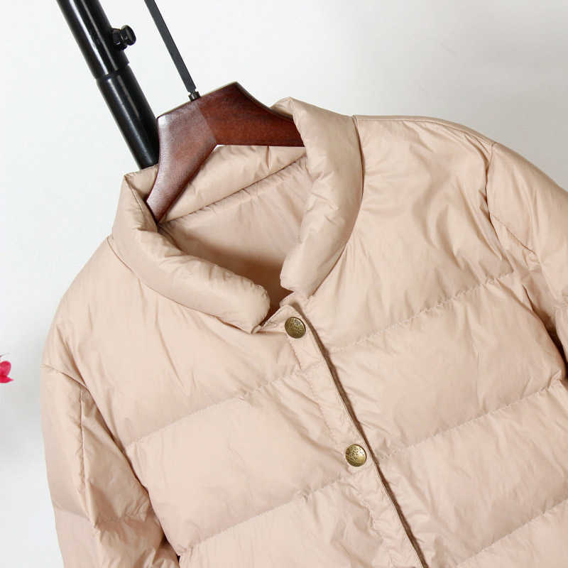 Schinteon Light Down Jacket Baseball White Duck Down Coat Casual Spring Autumn Short Outwear for Women Fashion 210819