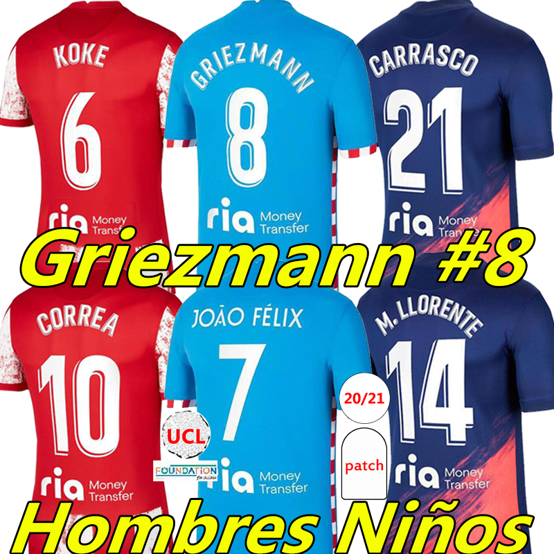 21/22 Griezmann Atletico Soccer Jerseys Madrid SUAREZ JOÃO FÉLIX 2021 2022 M. Llorente CORREA KOKE Camisetas de fútbol LEMAR CARRASCO men kids kit Football shirt, 21-22 third
21/22 Griezmann Atletico Soccer Jerseys Madrid SUAREZ JOÃO FÉLIX 2021 2022 M. Llorente CORREA KOKE Camisetas de fútbol LEMAR CARRASCO men kids kit Football shirt, 21-22 third