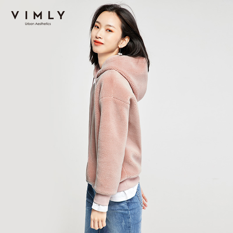 Vimly Autumn Winter Women Hooded Sweatshirt Casual Solid Thick Long Sleeve Lace-up Vintage Female Pullover Hoodies F5190 201204