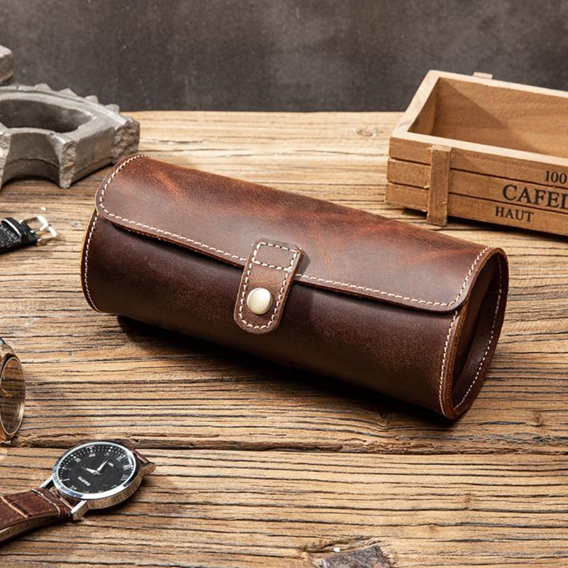 Watch Boxes & Cases Travel Case Roll Organizer Vintage Exquisite Round Shape Leather Storage Bag Unique Gifts For Father Husband Lover
Watch Boxes & Cases Travel Case Roll Organizer Vintage Exquisite Round Shape Leather Storage Bag Unique Gifts For Father Husband Lover