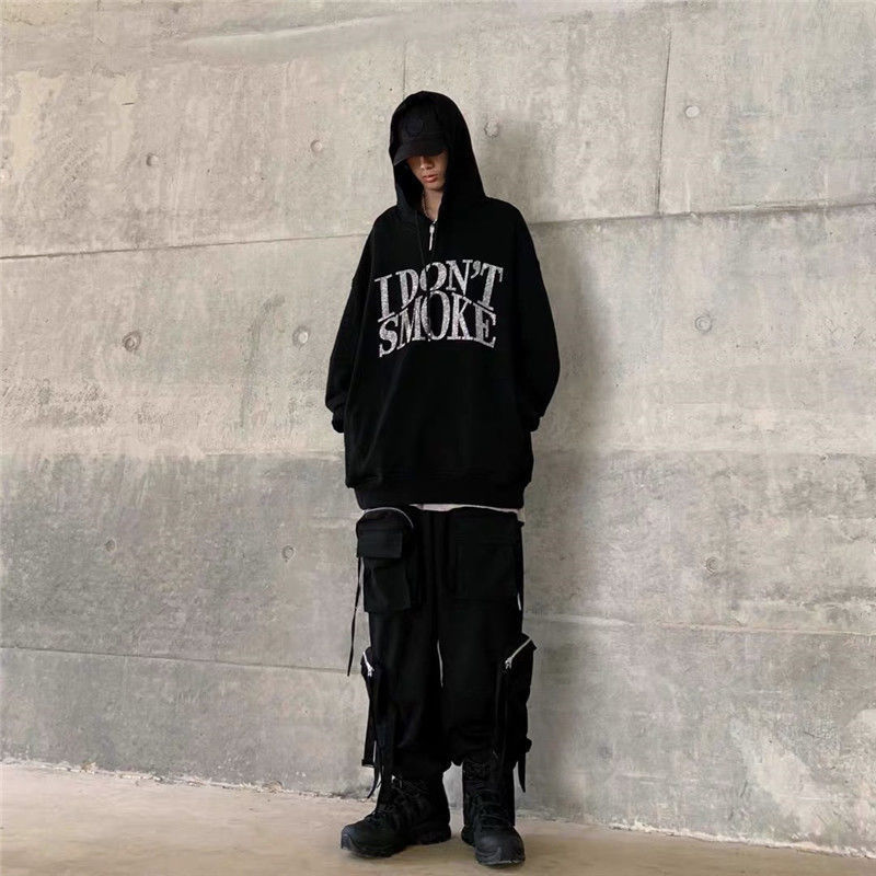 M-3XL Fashion I Don't Smoke Printing Hoodie Women Pullover Black Tops OverSized Long Sleeve Sweatshirt Outdoor Casual Tracksuit 201202