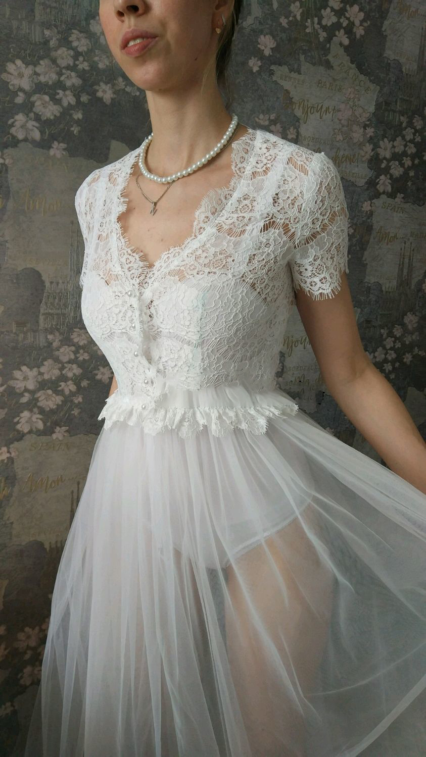 Ivory Lace Sleepwear Robes Maternity Bridal Women Appliques Long Sleeve Pregnant Photoshoot Dress See Through Evening Party Gowns