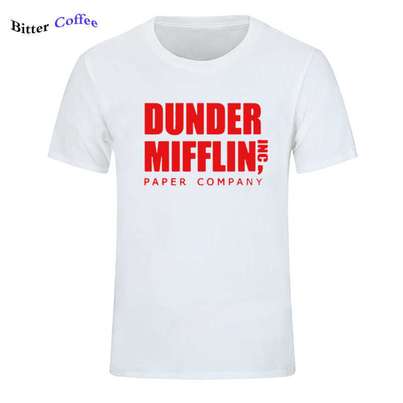 Men Short Sleeve The Office TV Show Dunder Mifflin Paper T-Shirt O- Neck Tee Shirts For Print Cotton T Shirt 210629