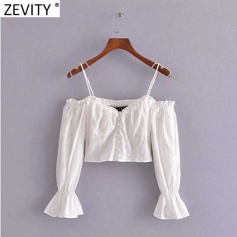 Zevity Women Sexy Off Shoulder Floral Embroidery Sling Smock Blouse Female Pleat Ruffles Shirt Chic Crop Blusas Tops LS9366 210603, As pic ls9366hh
Zevity Women Sexy Off Shoulder Floral Embroidery Sling Smock Blouse Female Pleat Ruffles Shirt Chic Crop Blusas Tops LS9366 210603, As pic ls9366hh