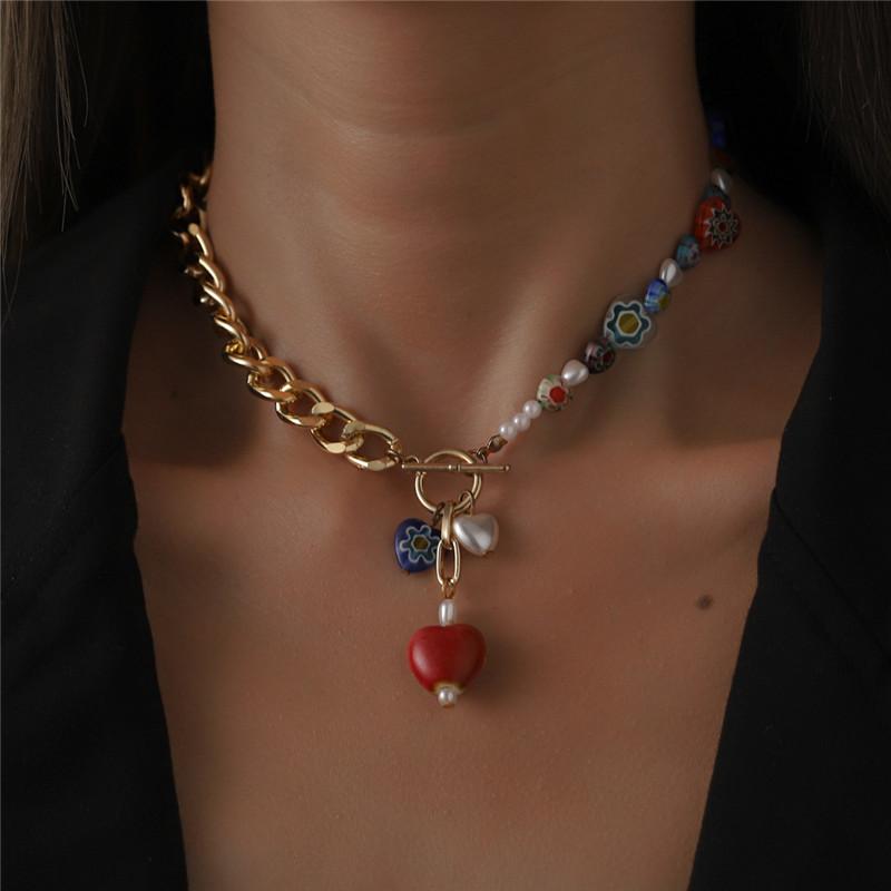 Chokers Fashion Colored Glaze Flower Beaded Choker Necklace Metal Women Pearl Clavicle Chain Jewelry Gifts
Chokers Fashion Colored Glaze Flower Beaded Choker Necklace Metal Women Pearl Clavicle Chain Jewelry Gifts