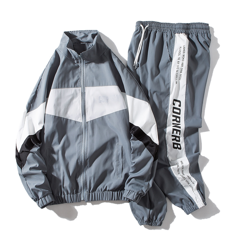 Men's Hip Hop Tracksuit Mens Clothing 2 Pieces Sets Man Streetwear Jacets And Harem Pants ABZ551 201210