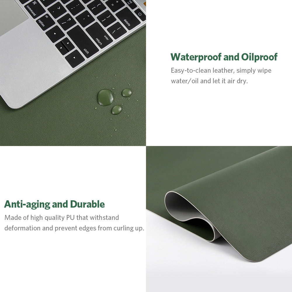 Double-side Portable Large Mouse Pad Protector Gaming Mouse Mat Non-Slip PU Leather Desk Mat Table Cover for Game Office Work