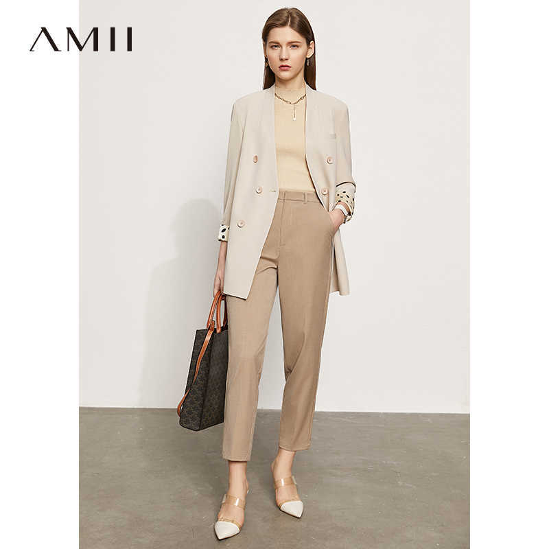 Minimalism Summer Pant For Women Causal Solid High Waist Straight Ankel-length Offical Lady Women's Suit Pants 12130230 210527