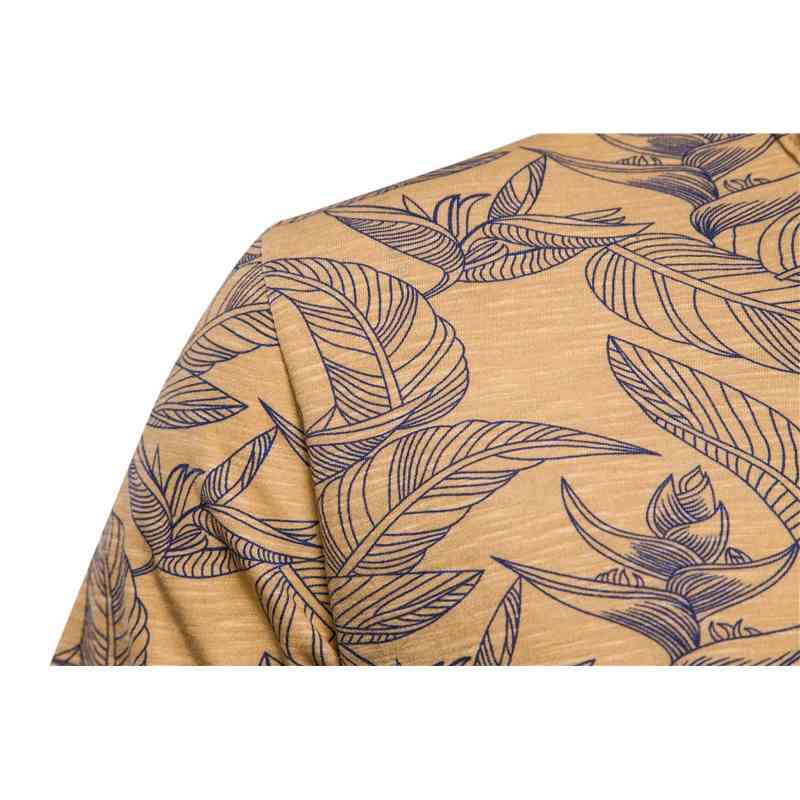 AIOPESON Leaf Printed T Shirt Men Pocket Casual High Quality 100% Cotton Clothing Summer Hawaii Style s 210707