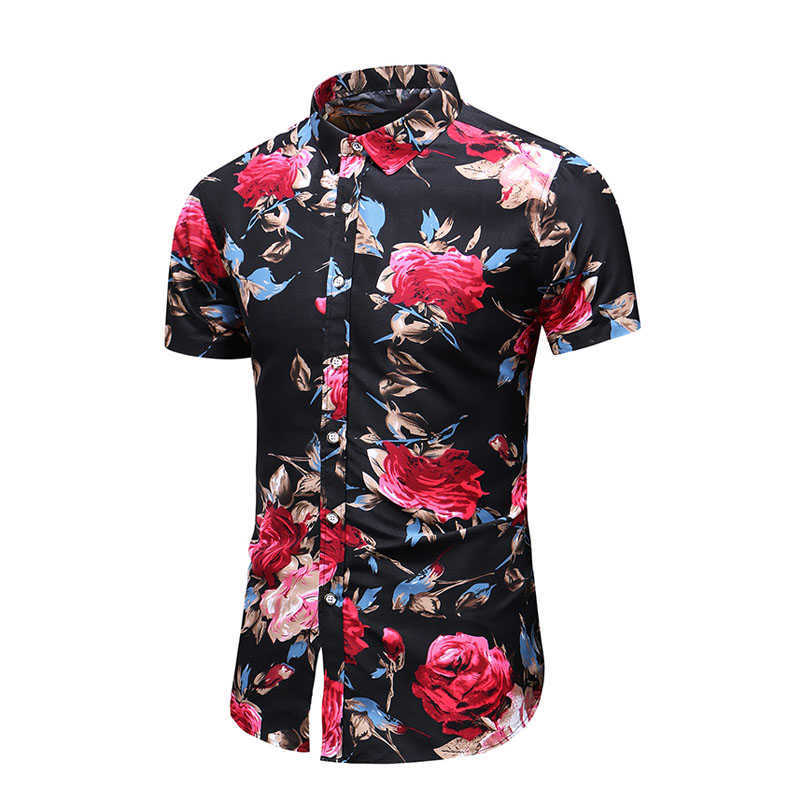 Big Size Men 5XL 6XL 7XL Summer Shirts Men Casual Beach Short Sleeve Floral Printed Hawaiian Shirts 210528