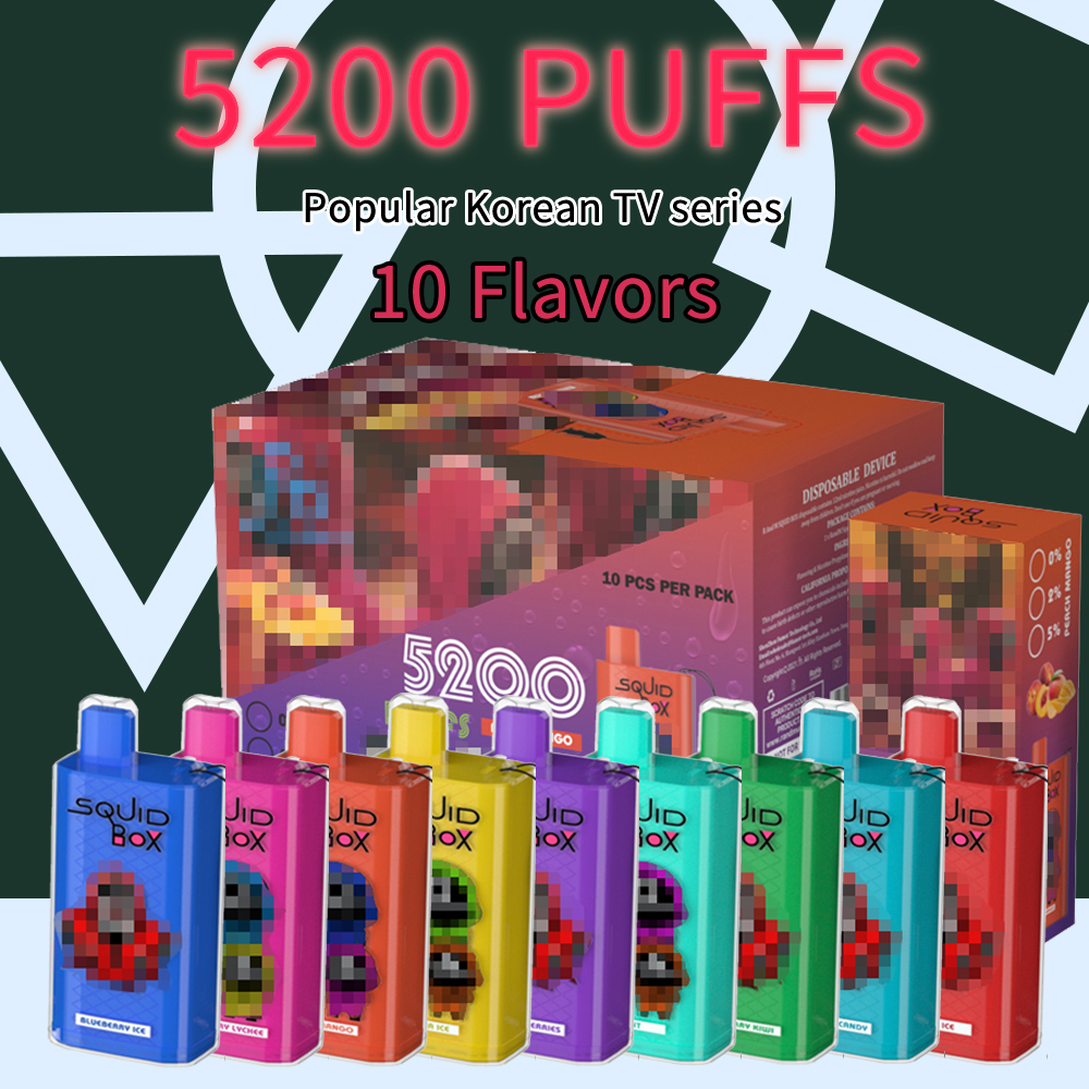 Original E Cigarettes Squid Box 5200 Puffs bar Electronic Atomizer Cartridge Vaporizer Vape Pen Pod Multi-flavor Mesh Coil Rechargeable Battery Disposable device
Original E Cigarettes Squid Box 5200 Puffs bar Electronic Atomizer Cartridge Vaporizer Vape Pen Pod Multi-flavor Mesh Coil Rechargeable Battery Disposable device