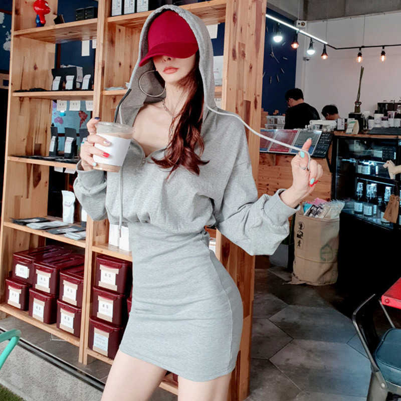 WOMENGAGA Korea Autumn Harvest Waist Slim Buttock Gray Mini Dress Hooded Sexy Dresses Fashion Women 83Z2 210603, Black
WOMENGAGA Korea Autumn Harvest Waist Slim Buttock Gray Mini Dress Hooded Sexy Dresses Fashion Women 83Z2 210603, Black