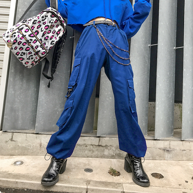 2021 New Streetwear Cargo Women' High-waisted, Three-dimensional Ankle Pockets with Hip Hop Pants and Joggers In79, Blue
2021 New Streetwear Cargo Women' High-waisted, Three-dimensional Ankle Pockets with Hip Hop Pants and Joggers In79, Blue