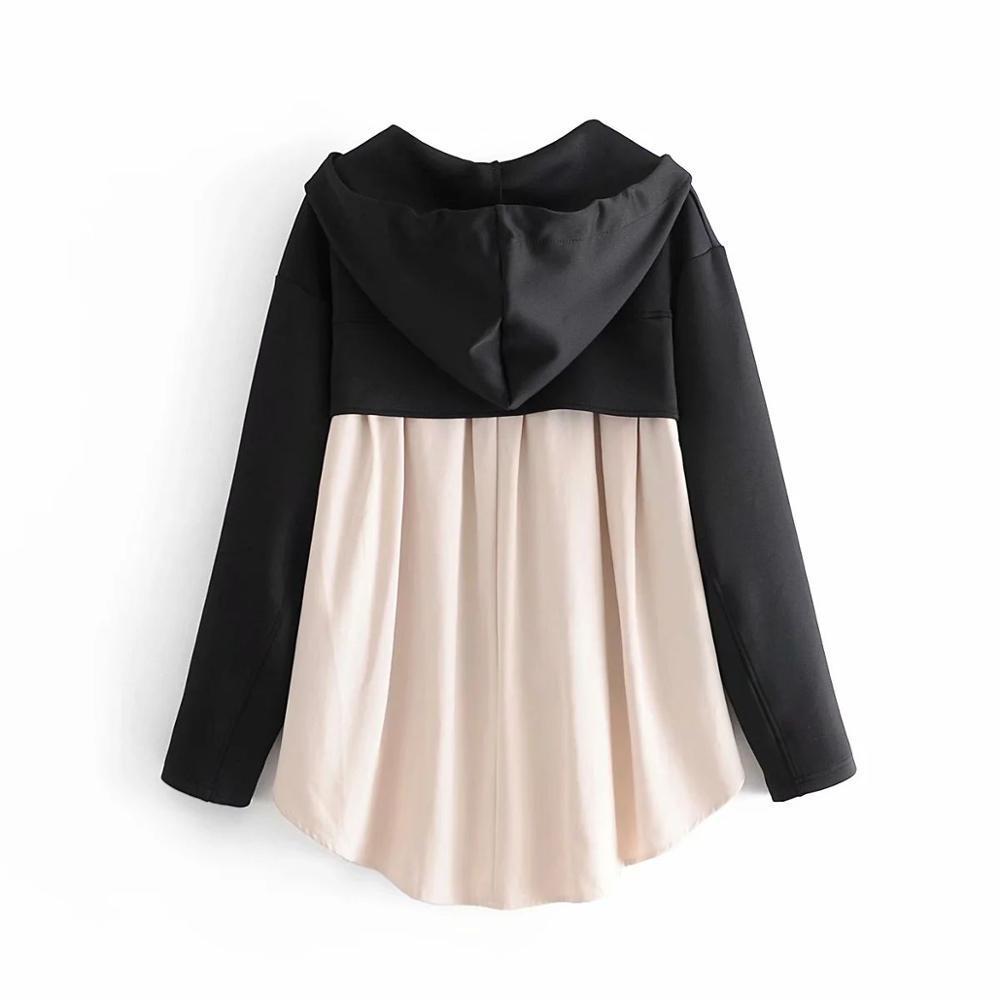 Women Hoodie sweatshirt Long sleeve High neck adjustable drawstring Hem hoodie Fashion Casual Top sweat femme 201216