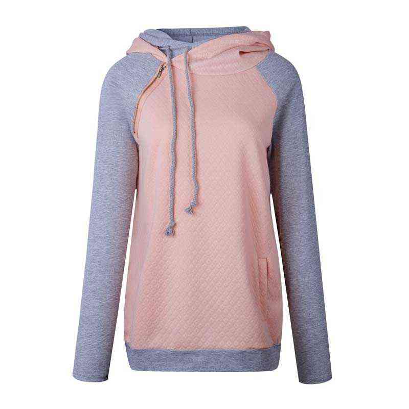 Autumn Pink Hoodie Sweatshirt Women Zipper Hooded Sweatshirt Female Ladies Loose Hooded Sweatshirts For Women 211109