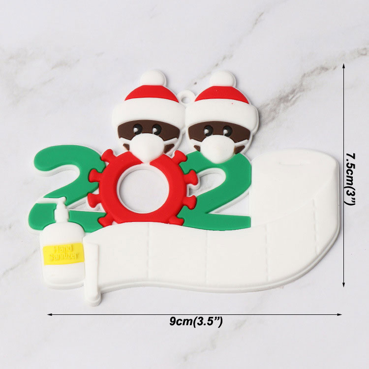 2020 PVC Ornaments Personalized Cartoon Santa Claus Mask Snowman Family 2 3 4 5 Lovely Christmas Tree Hanging Pendants VT1726 Free shipping