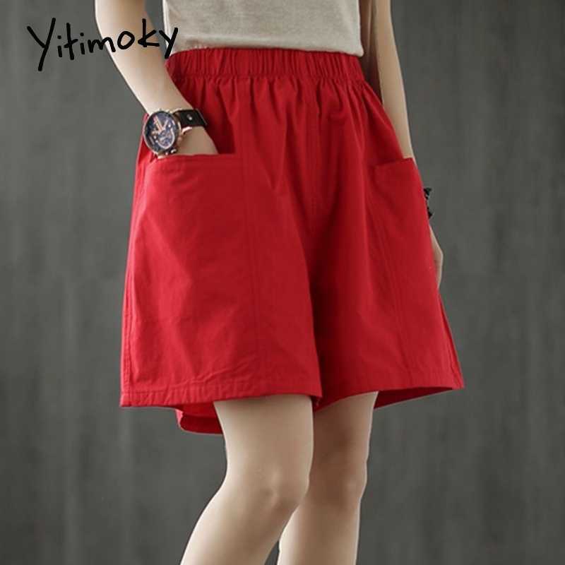 Yitimoky High Waisted Shorts Womens Summer Booty Sweat Clothing Black Plus Size Sweatshorts Fashion Elastic Waist Green Red 210714