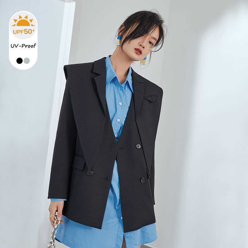 FANSILANEN Detachable collar casual black blazer coat Women long sleeve white office lady oversized Female spring jacket 210607
FANSILANEN Detachable collar casual black blazer coat Women long sleeve white office lady oversized Female spring jacket 210607