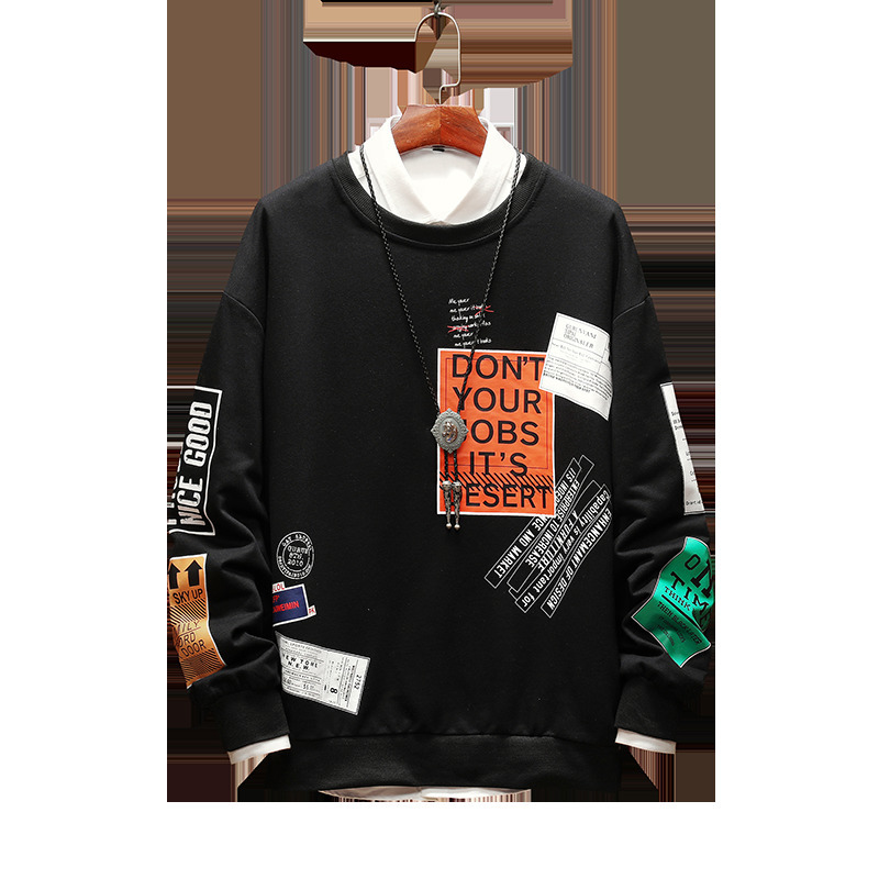 Dropshipping Korean Harajuku Men Swearshirts Hip Hop Oversize Man Hoodies Autumn Cotton Warm Black Sweatshirts 201104