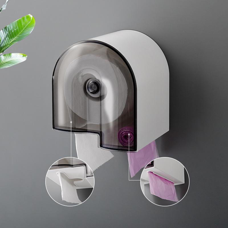 Baffect Bathroom Tissue Box Plastic Roll Paper Holder Transparent Toilet Dispenser Rack with Garbage Storage Toilet Paper Holder