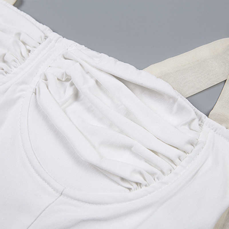 TWOTYLE White Crop Tops Female Sleeveless Bandage Short Strap Vest For Women Vintage Fashion Korean Summer 210625