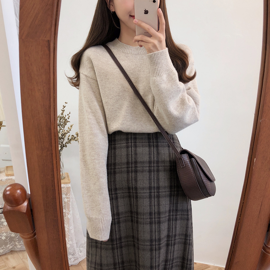 plaid Women Skirts Autumn Plus Size Skirt Female Vintage Jupe Femme Faldas Mujer High Waist School Girls mid carf mujer 210306