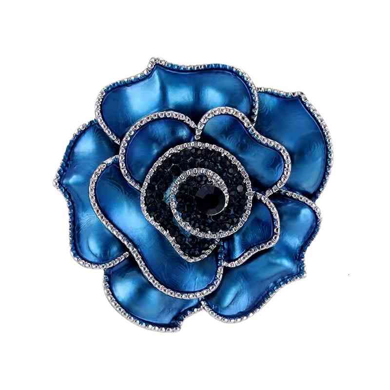 Brooch Camellia Flower High Grade Peacock Blue National Tide Rose Natural Pearl Autumn Winter Coat Sweater Accessories