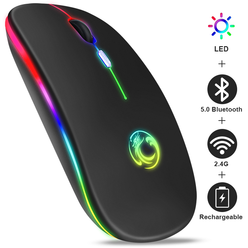 

Wireless Mice Bluetooth RGB Rechargeable Wireless Computer Silent LED Backlit Ergonomic Gaming For Laptop PC