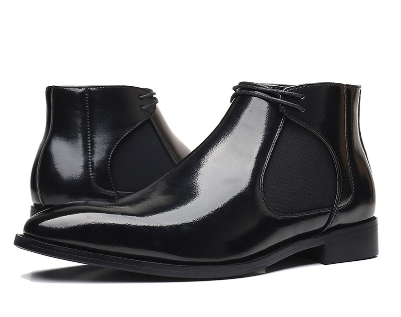 Spring Fashion Leather Men Boots Convenient Zip Pointed Toe Business Dress Shoes Mens Black Brown Ankle Boot