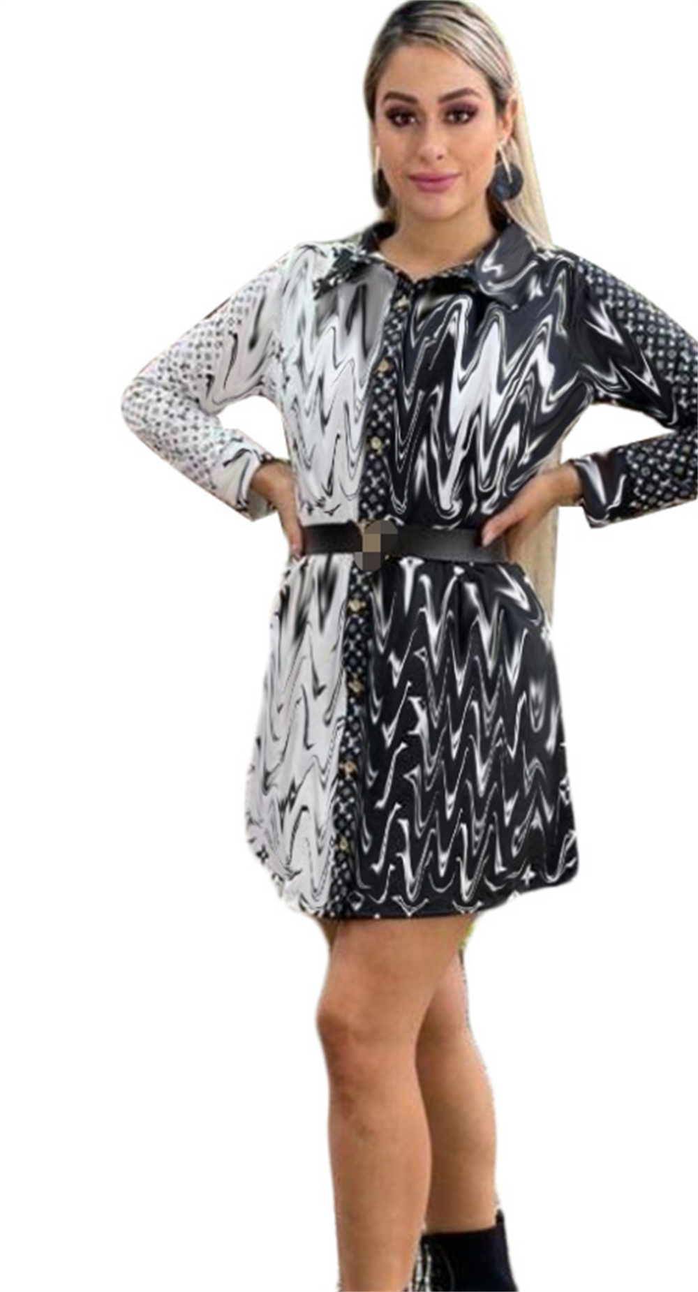 Elegant women's Dresses stitching tops fashion novel printed long-sleeved shirt sexy personality blouse shirts Mini Party Dress Size S-2XL, Black
Elegant women's Dresses stitching tops fashion novel printed long-sleeved shirt sexy personality blouse shirts Mini Party Dress Size S-2XL, Black