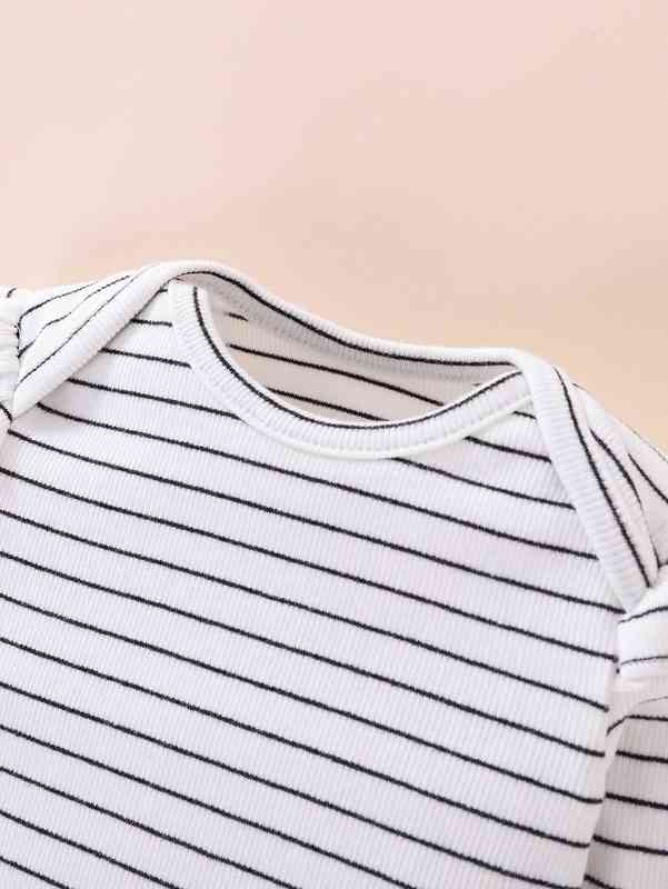 Baby Striped Ruffle Trim Bodysuit & Leggings SHE