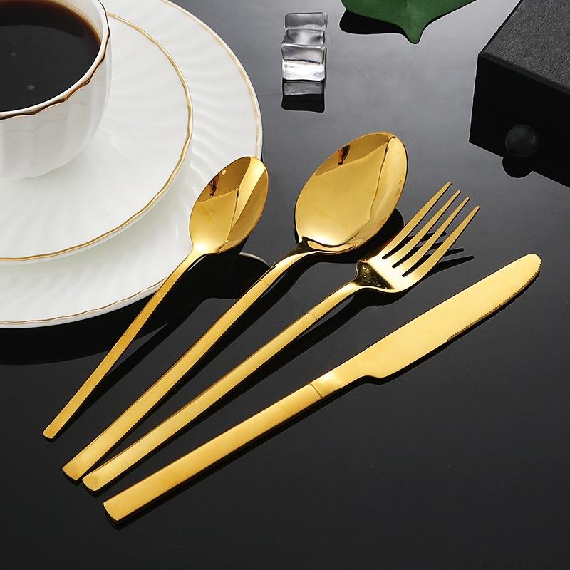 Dinnerware Sets Gold Cutlery Set Mirror Fork Knife Spoons Flatware 304 Stainless Steel Spoon Western Silverware
Dinnerware Sets Gold Cutlery Set Mirror Fork Knife Spoons Flatware 304 Stainless Steel Spoon Western Silverware